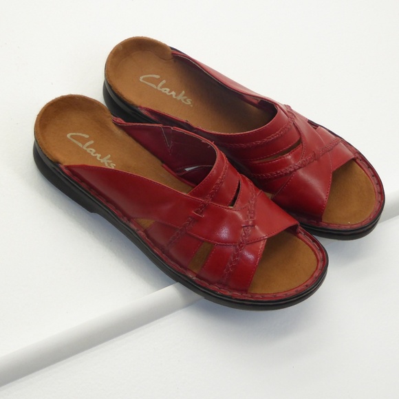 clarks red sandals